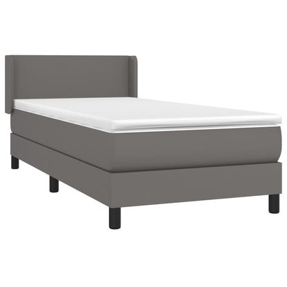 Boxspring Met Matras Kunstleer Grijs 80 x 200 cm Effen ontwerp