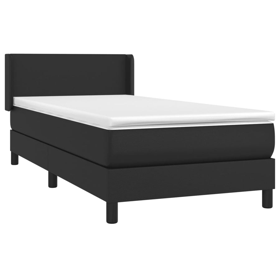 Boxspring Met Matras Kunstleer Zwart 90 x 190 cm Effen ontwerp