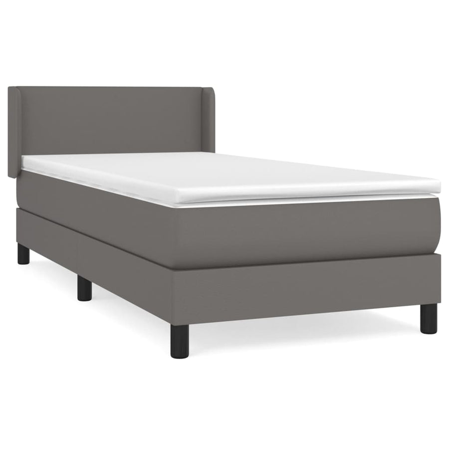 Boxspring Met Matras Kunstleer Grijs 90 x 190 cm Effen ontwerp