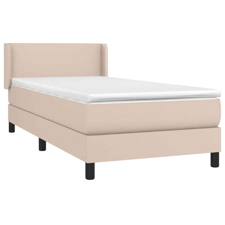 Boxspring met matras kunstleer cappuccinokleurig 90x200 cm 90 x 200 cm Cappuccino