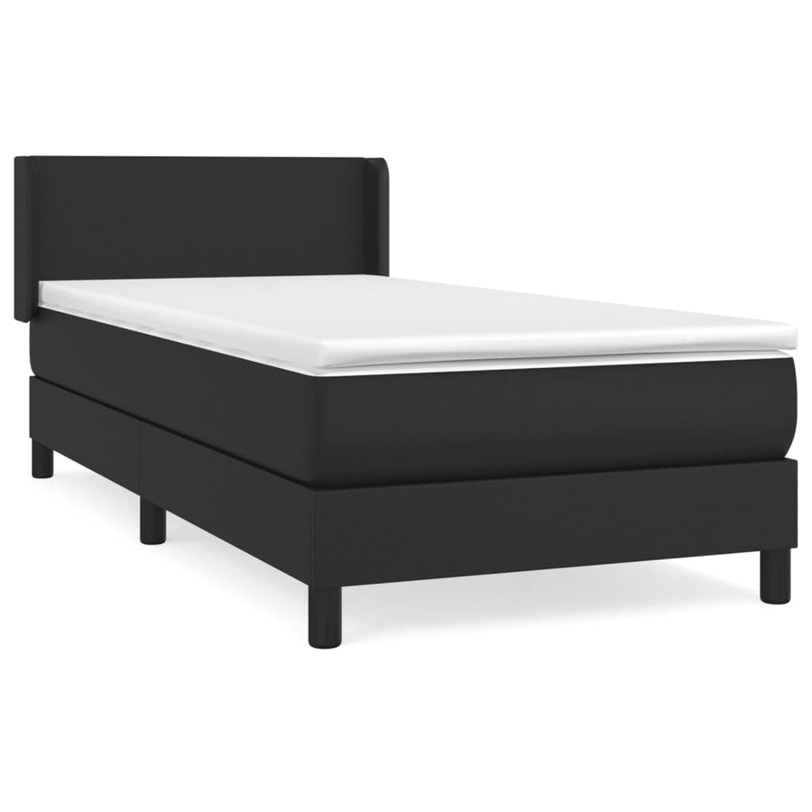 Boxspring Met Matras Kunstleer Zwart 100 x 200 cm Effen ontwerp