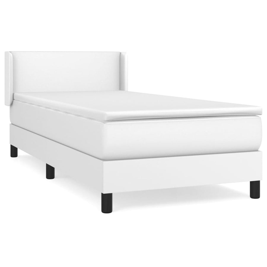 Boxspring Met Matras Kunstleer Wit 100 x 200 cm Effen ontwerp