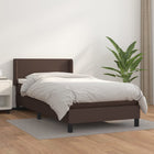 Boxspring Met Matras Kunstleer Bruin 100 x 200 cm Effen ontwerp