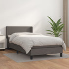 Boxspring Met Matras Kunstleer Grijs 100 x 200 cm Effen ontwerp