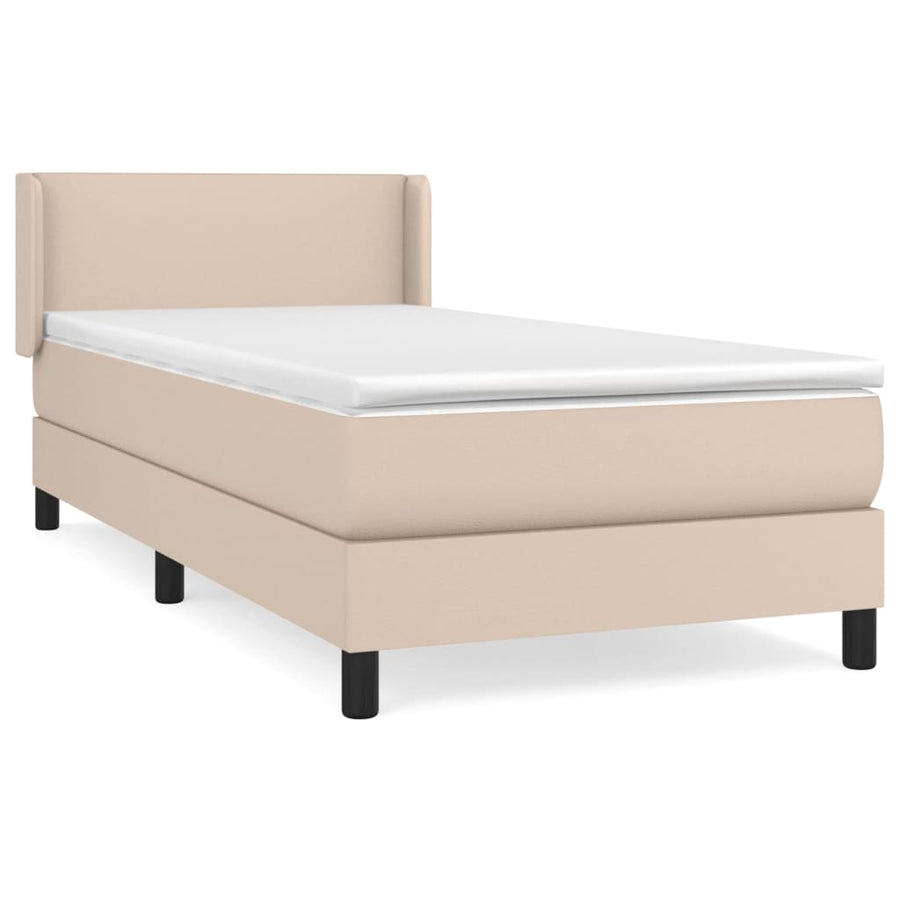 Boxspring Met Matras Kunstleer Kleurig Cappuccino 100 x 200 cm Effen ontwerp