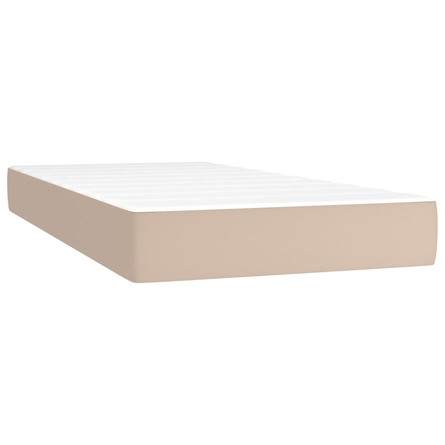 Boxspring Met Matras Kunstleer Kleurig Cappuccino 100 x 200 cm Effen ontwerp