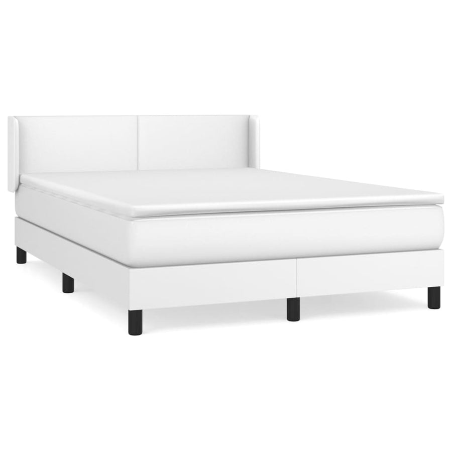 Boxspring Met Matras Kunstleer 140 x 190 cm Wit Effen ontwerp