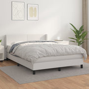 Boxspring met matras 140x190 cm wit kunstleer