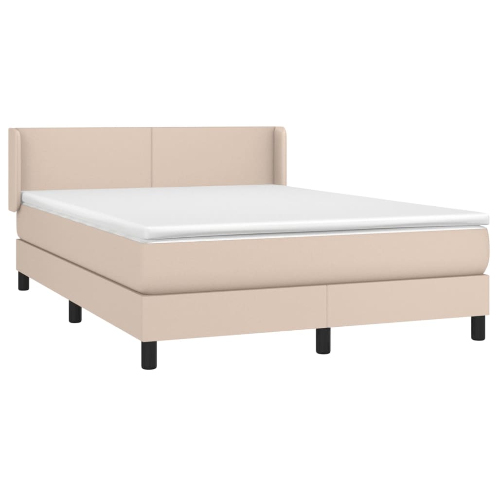 Boxspring met matras kunstleer cappuccinokleurig 140x190 cm 140 x 190 cm Cappuccino
