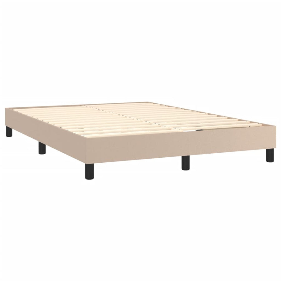 Boxspring met matras kunstleer cappuccinokleurig 140x190 cm 140 x 190 cm Cappuccino