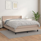 Boxspring met matras kunstleer cappuccinokleurig 140x190 cm 140 x 190 cm Cappuccino