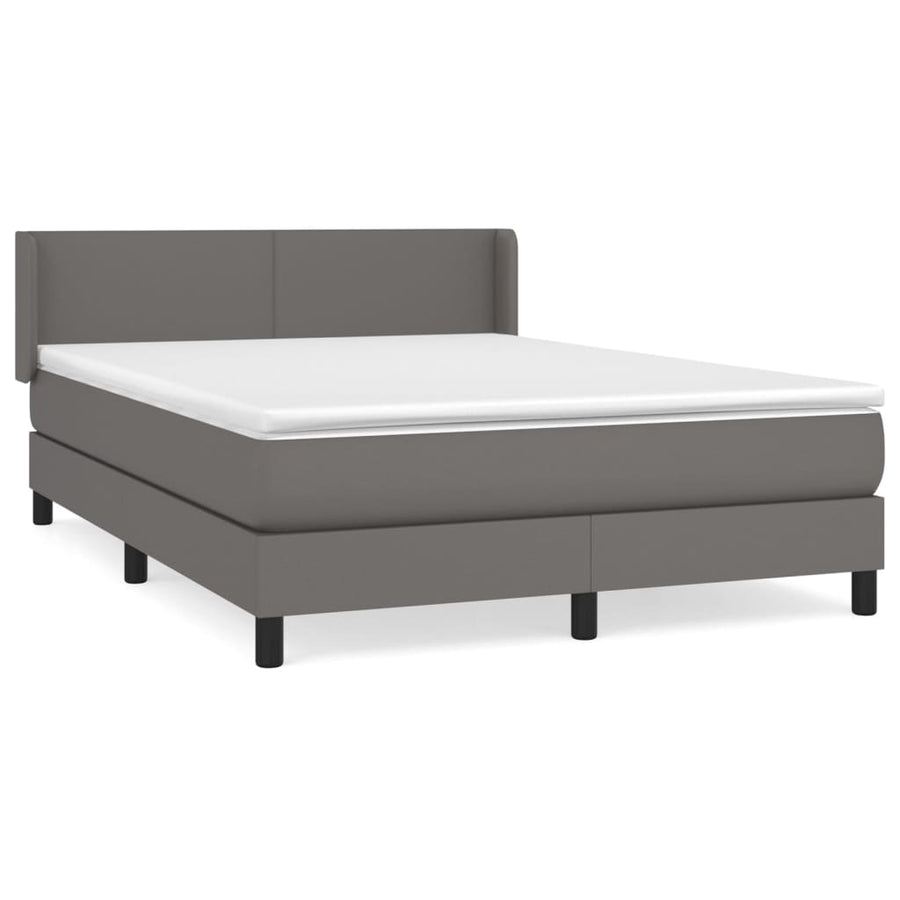 Boxspring Met Matras Kunstleer Grijs 140 x 200 cm Effen ontwerp
