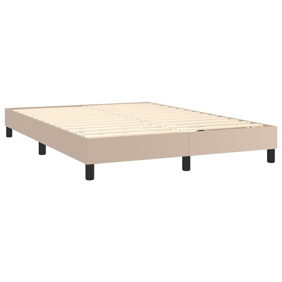 Boxspring met matras kunstleer cappuccinokleurig 140x200 cm 140 x 200 cm Effen ontwerp