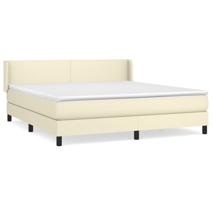 Boxspring Met Matras Kunstleer Crèmekleurig 160X200 Cm 160 x 200 cm