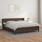 Boxspring Met Matras Kunstleer Bruin 160 x 200 cm Effen ontwerp