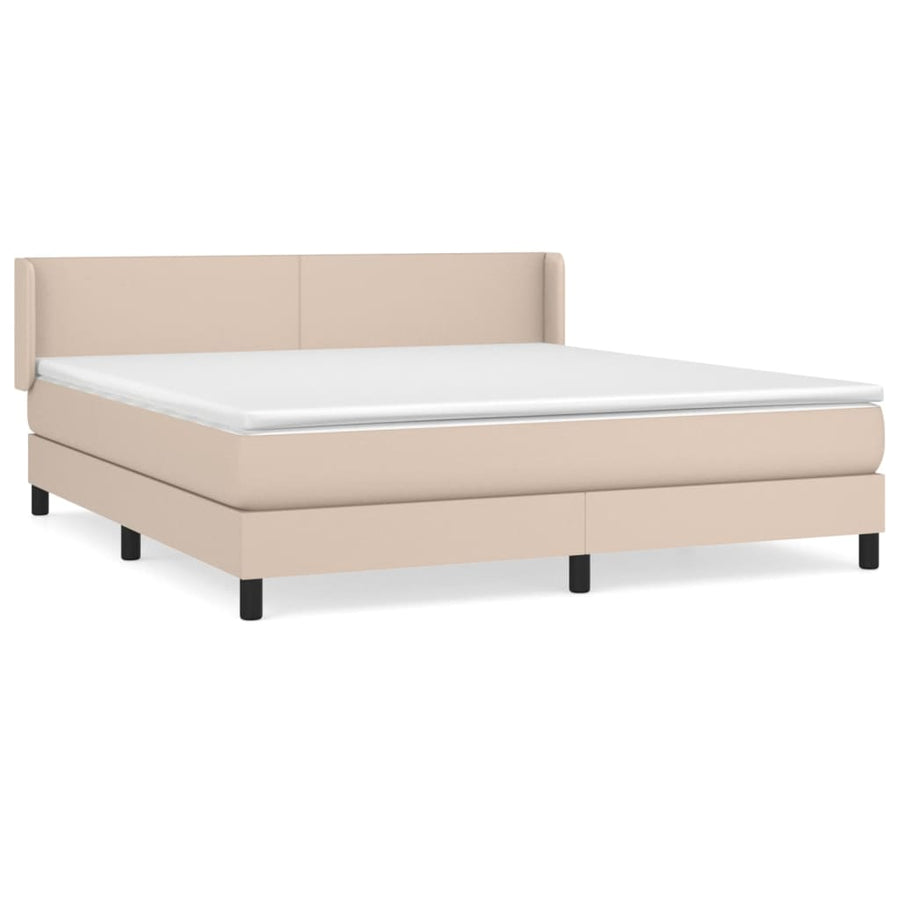 Boxspring met matras kunstleer cappuccinokleurig 160x200 cm