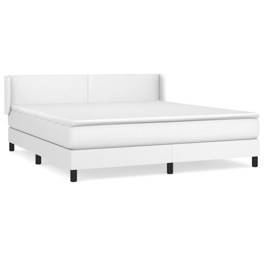 Boxspring Met Matras Kunstleer Wit 180 x 200 cm Effen ontwerp