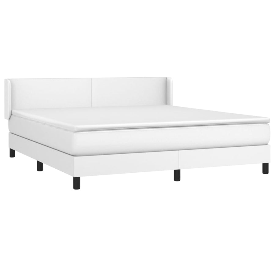 Boxspring Met Matras Kunstleer Wit 180 x 200 cm Effen ontwerp