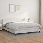 Boxspring Met Matras Kunstleer Wit 180 x 200 cm Effen ontwerp