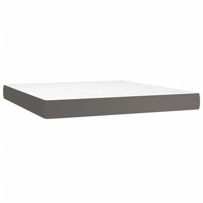 Boxspring Met Matras Kunstleer Grijs 180 x 200 cm Effen ontwerp