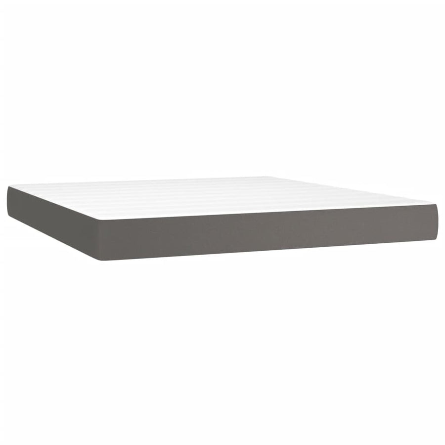 Boxspring Met Matras Kunstleer Grijs 180 x 200 cm Effen ontwerp