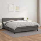 Boxspring Met Matras Kunstleer Grijs 180 x 200 cm Effen ontwerp