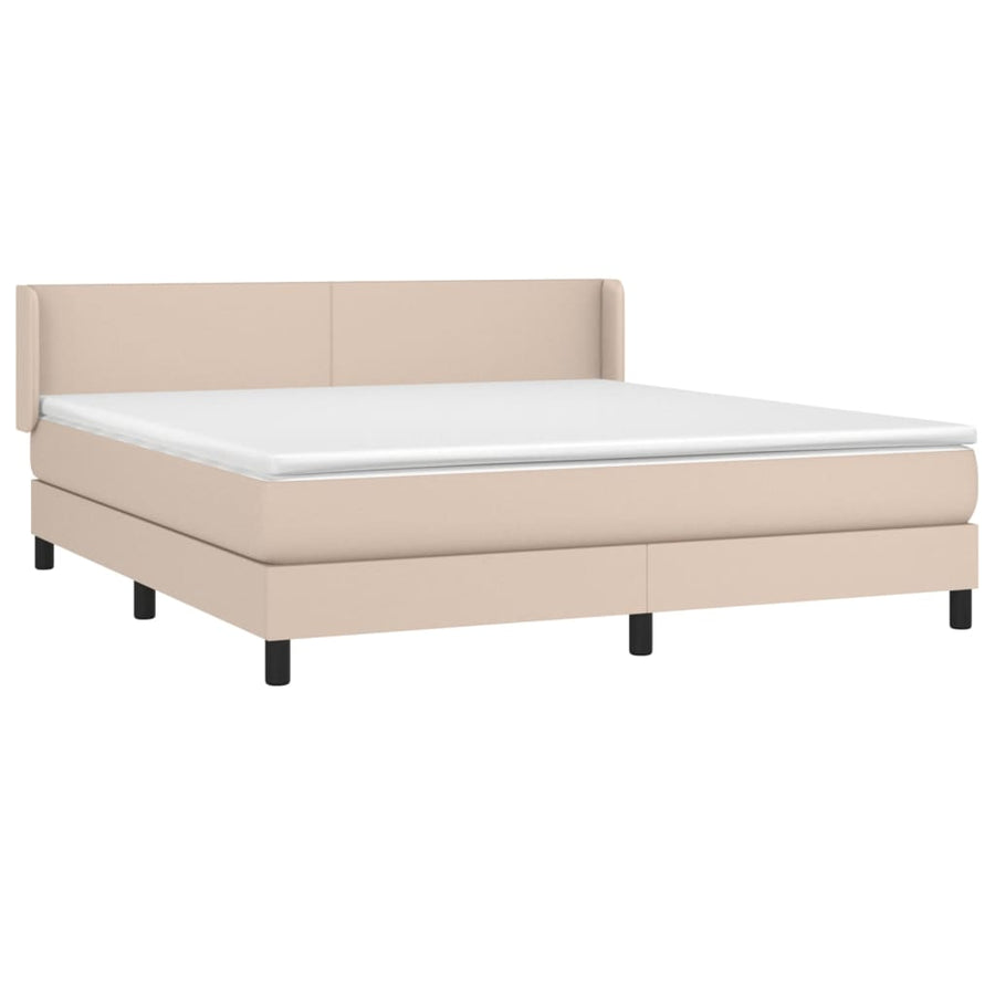 Boxspring met matras kunstleer cappuccinokleurig 180x200 cm 180 x 200 cm Effen ontwerp