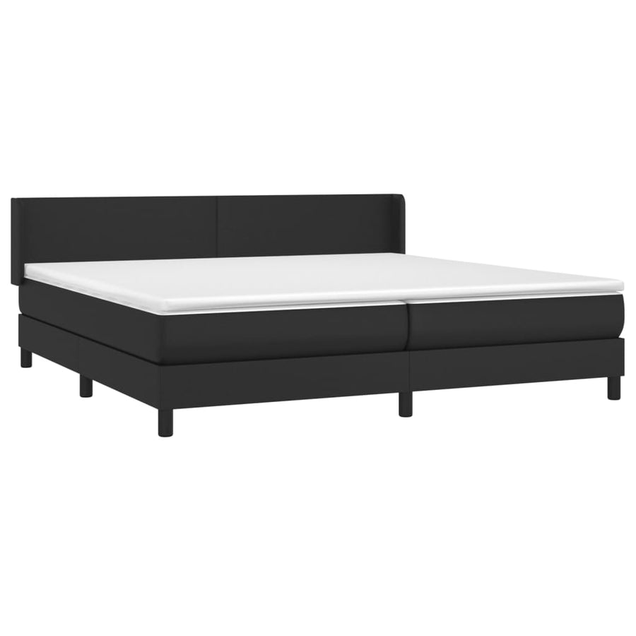 Boxspring Met Matras Kunstleer Zwart 200 x 200 cm Effen ontwerp