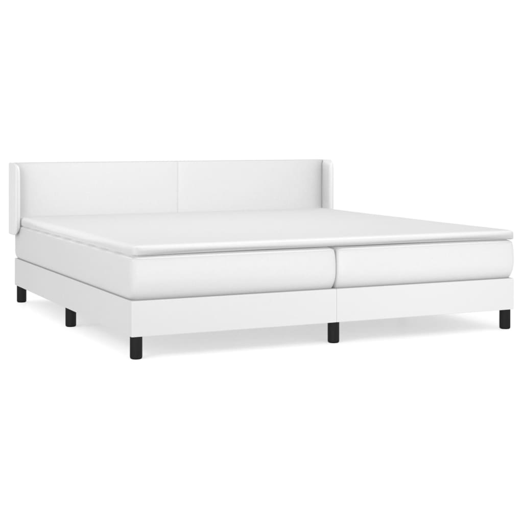 Boxspring Met Matras Kunstleer Wit 200 x 200 cm Effen ontwerp