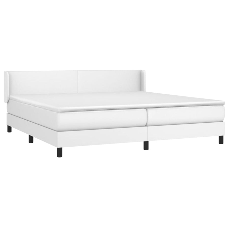 Boxspring Met Matras Kunstleer Wit 200 x 200 cm Effen ontwerp