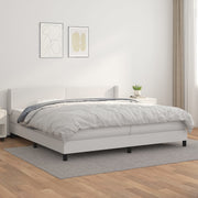 Boxspring met matras 200x200 cm wit kunstleer
