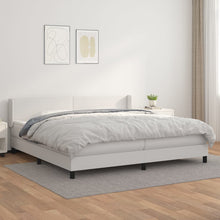 Boxspring Met Matras Kunstleer Wit 200 x 200 cm Effen ontwerp