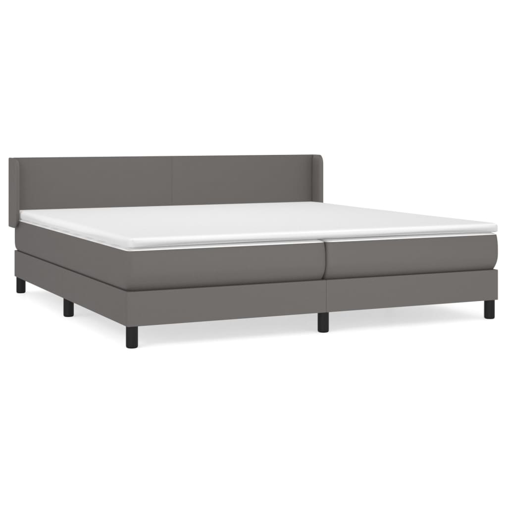 Boxspring Met Matras Kunstleer Grijs 200 x 200 cm Effen ontwerp