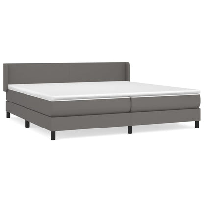 Boxspring Met Matras Kunstleer Grijs 200 x 200 cm Effen ontwerp