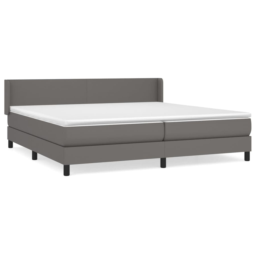 Boxspring Met Matras Kunstleer Grijs 200 x 200 cm Effen ontwerp