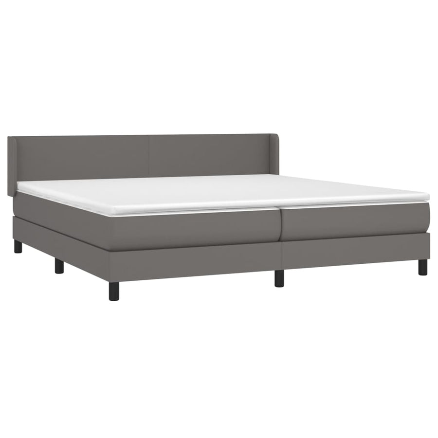 Boxspring Met Matras Kunstleer Grijs 200 x 200 cm Effen ontwerp