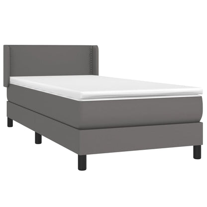 Boxspring Met Matras Kunstleer Grijs 80 x 200 cm Effen met spijkers