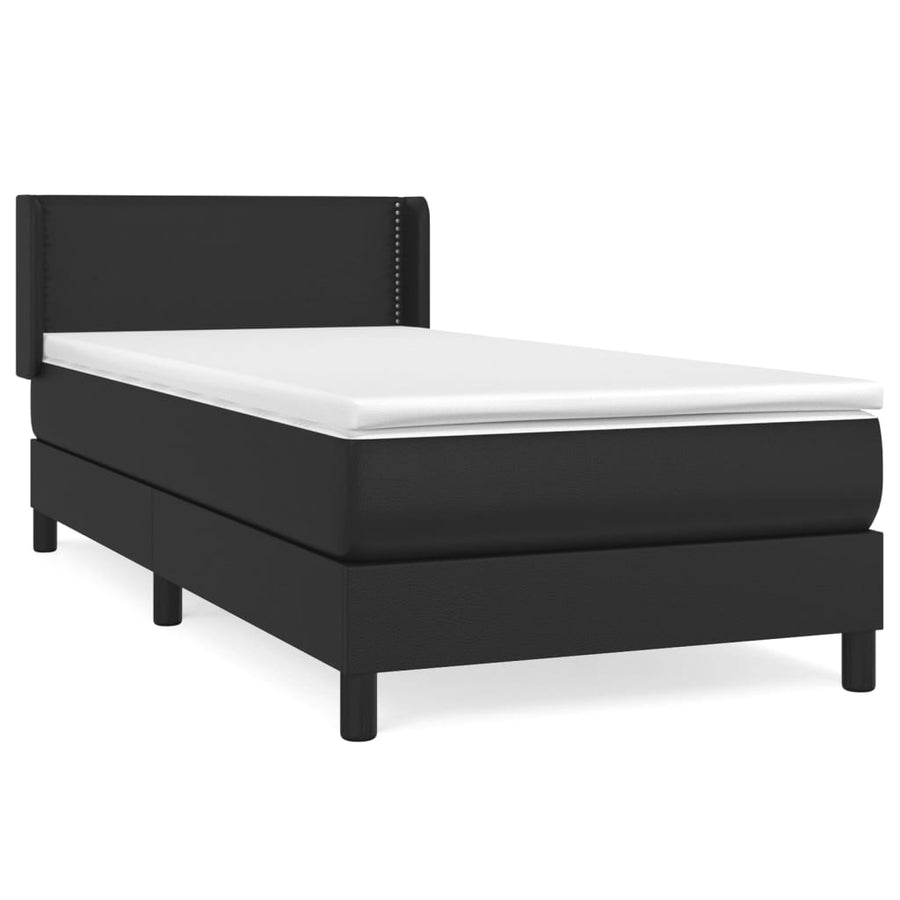 Boxspring Met Matras Kunstleer Zwart 100 x 200 cm Effen met spijkers