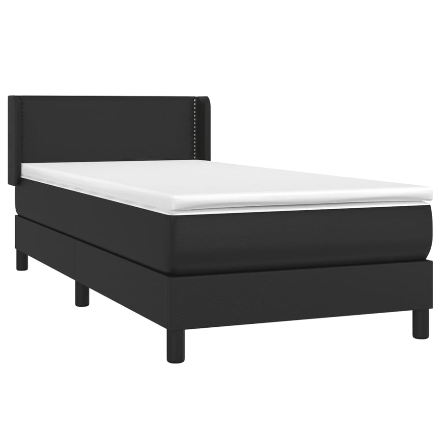 Boxspring Met Matras Kunstleer Zwart 100 x 200 cm Effen met spijkers