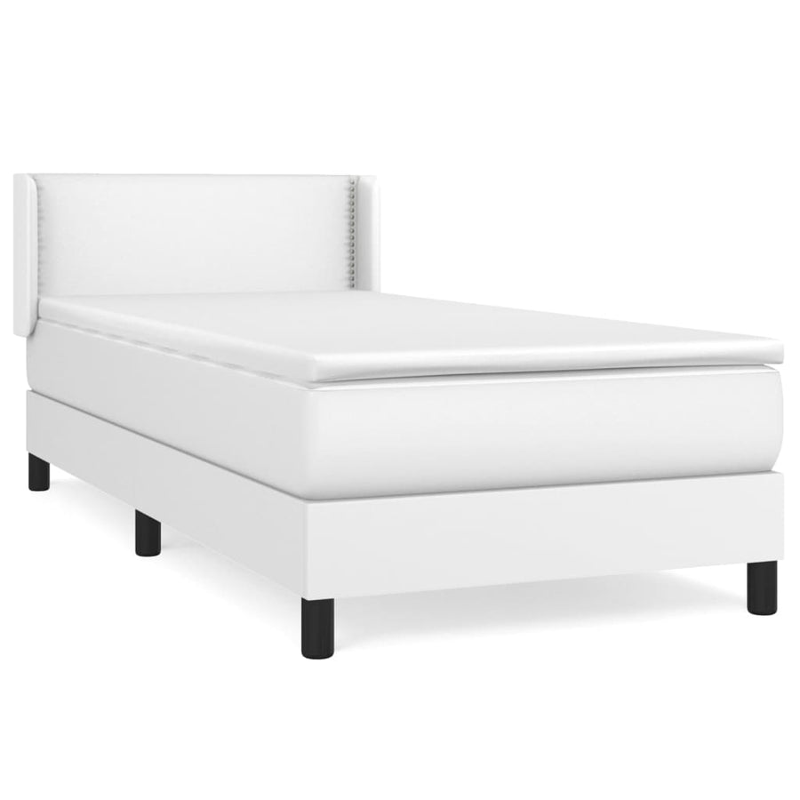 Boxspring Met Matras Kunstleer Wit 100 x 200 cm Effen met spijkers