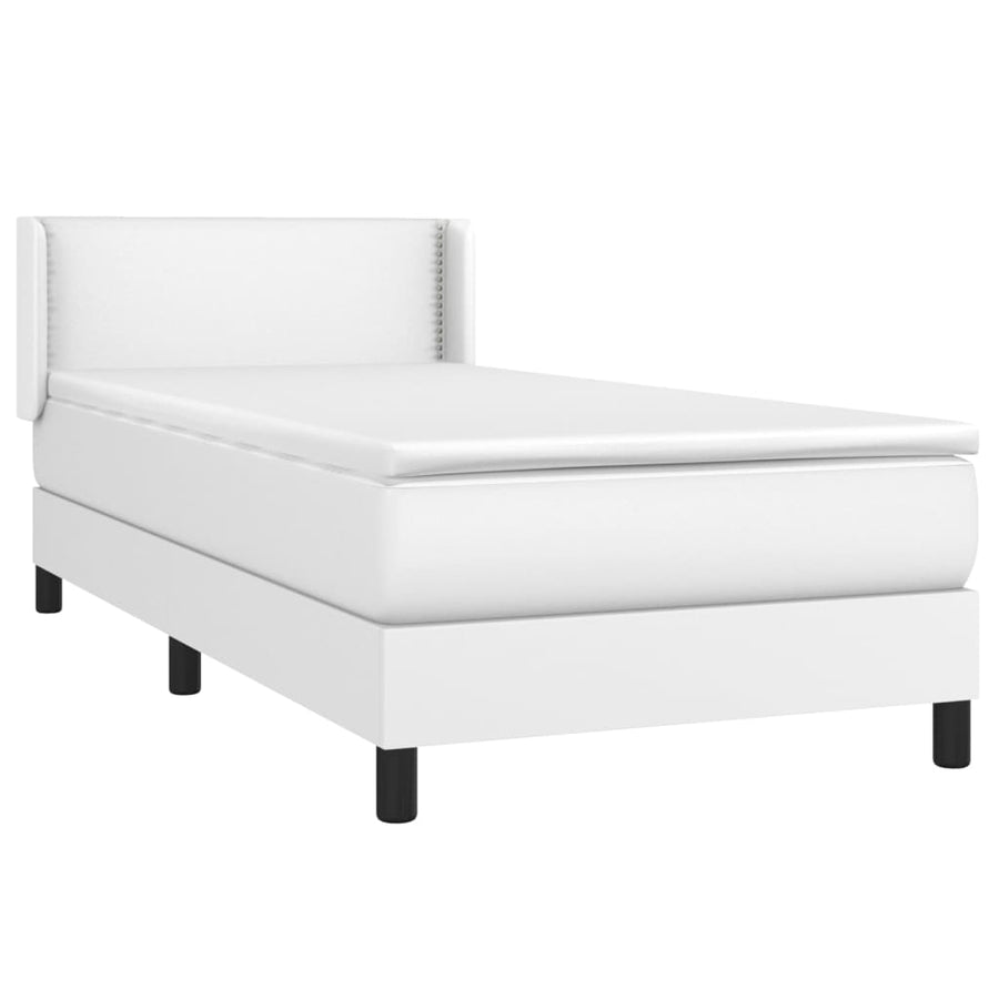 Boxspring Met Matras Kunstleer Wit 100 x 200 cm Effen met spijkers