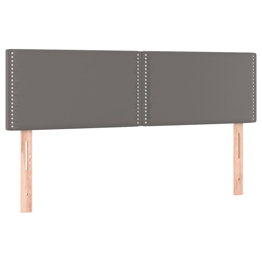 Boxspring Met Matras Kunstleer Grijs 140 x 190 cm Effen met spijkers