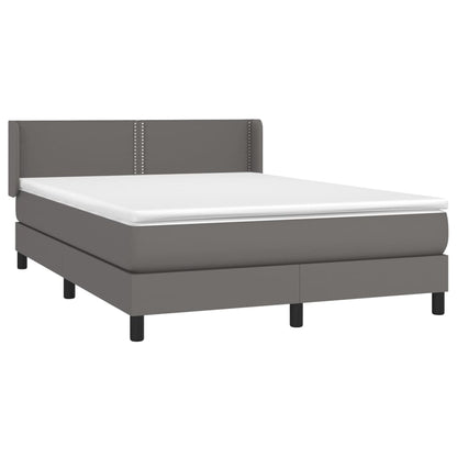 Boxspring Met Matras Kunstleer Grijs 140 x 200 cm Effen met spijkers