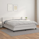 Boxspring Met Matras Kunstleer Wit 160 x 200 cm Effen met spijkers