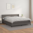 Boxspring Met Matras Kunstleer Grijs 160 x 200 cm Effen met spijkers