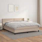 Boxspring Met Matras Kunstleer Kleurig Cappuccino 160 x 200 cm Effen met spijkers