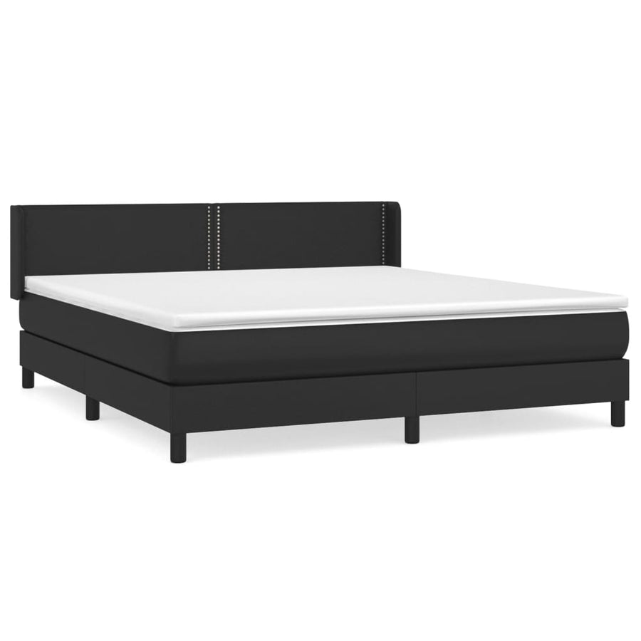 Boxspring Met Matras Kunstleer Zwart 180 x 200 cm Effen met spijkers