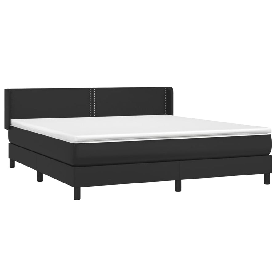 Boxspring Met Matras Kunstleer Zwart 180 x 200 cm Effen met spijkers