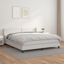 Boxspring Met Matras Kunstleer Wit 180 x 200 cm Effen met spijkers