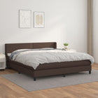 Boxspring Met Matras Kunstleer Bruin 180 x 200 cm Effen met spijkers